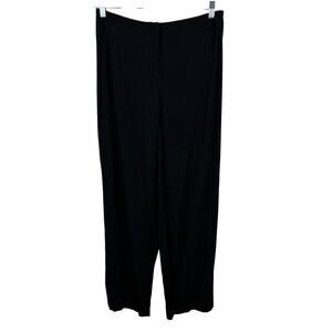 Eileen Fisher Trouser Pants Silk Crepe Comfort Waist Black PM Petite Classic